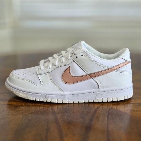 Nike Dunk Low White Pink Metallic Bronze Women's Shoe's Size 8.5 New DH9765-100 - Picture 7 of 12